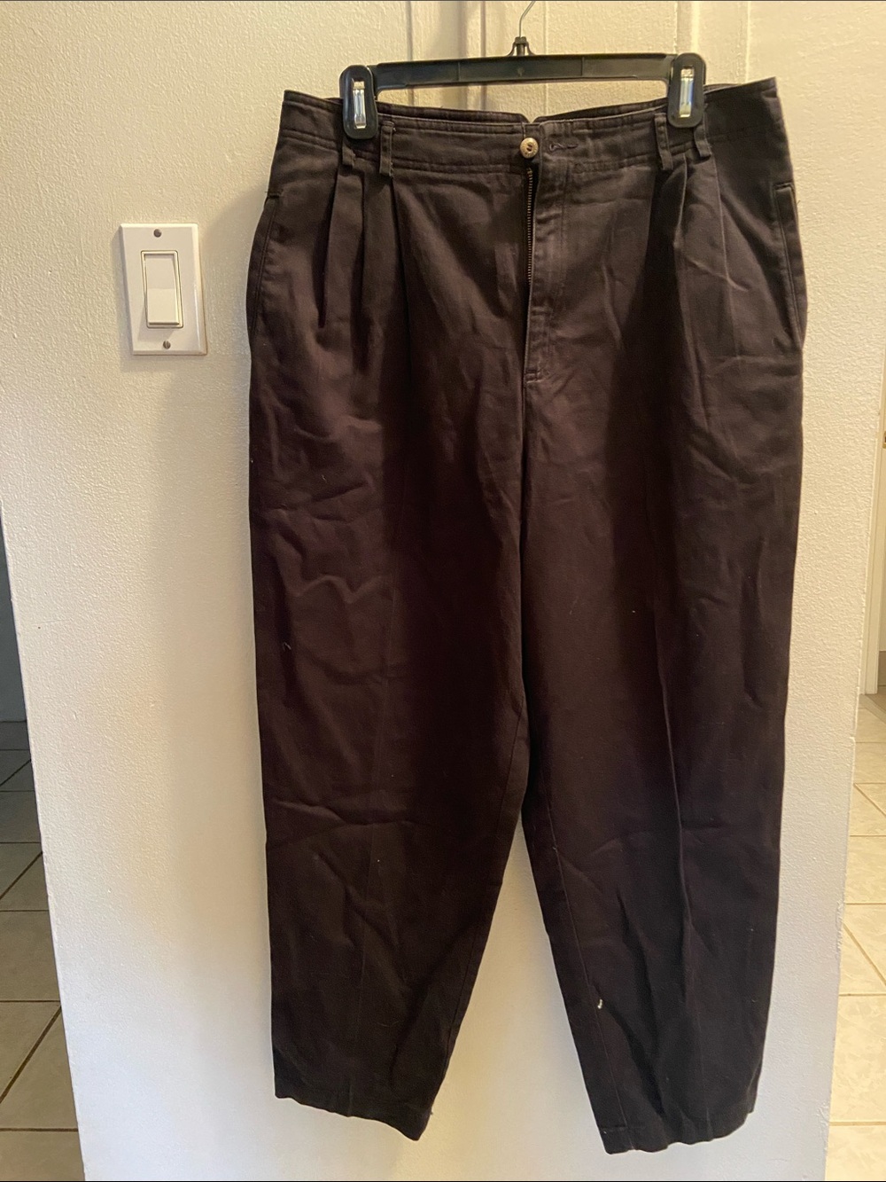 Liz Claiborne Dark Brown High-Waist Pleated Tapered Trousers